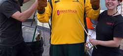 With the Nottinghamshire mascot at Trent Bridge