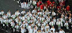 Katie (left) and Dave (right following Team GB on their parade lap