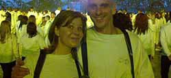 Bang On! in front of the Olympic flame