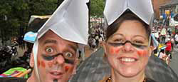 On the float in full costume